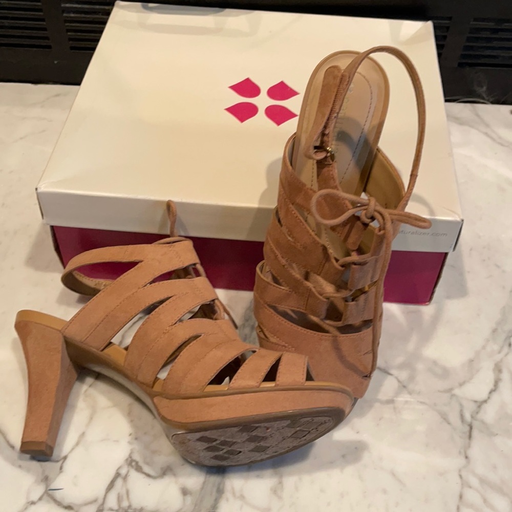Faux suede tan sandals